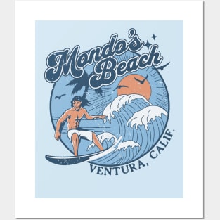 1970s Vintage Surfing Mondo's Beach, California Retro Sunset // Old School Surfer // Surf California Posters and Art